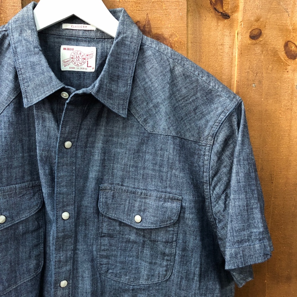 Lucky Brand Blue  Chambray Shirt Dark Classic Fit